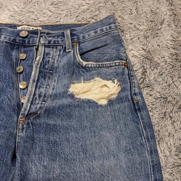 Agolde Blue Jeans Jamie Classic High Rise Distressed 25 - Picture 6 of 13